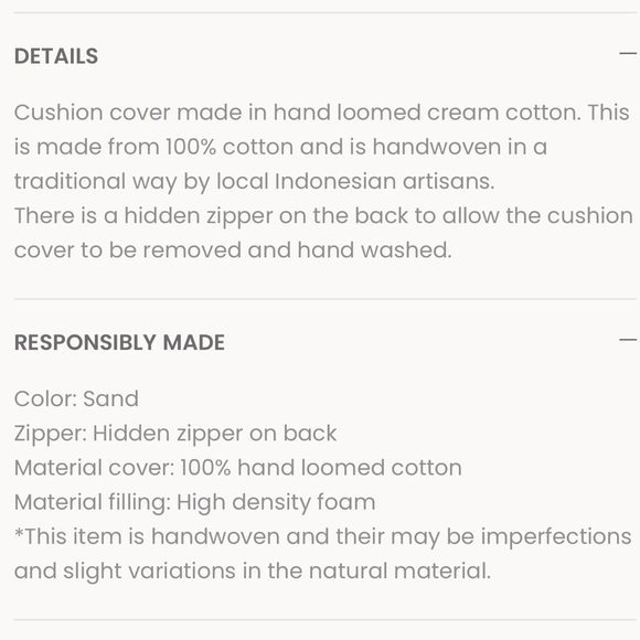 NWT TreeHause Bundle of 2 Cream Cotton Seat Cushions - Picture 3 of 3